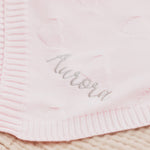 Personalised Pale Pink Heart Jacquard Baby Blanket