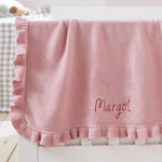 Personalised Frill Edge Pink Blanket