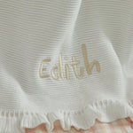 Personalised Frill Edge Ivory Blanket