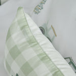 Personalised Sage Checkered Linen Cushion