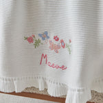 Personalised Floral Ivory Frill Blanket