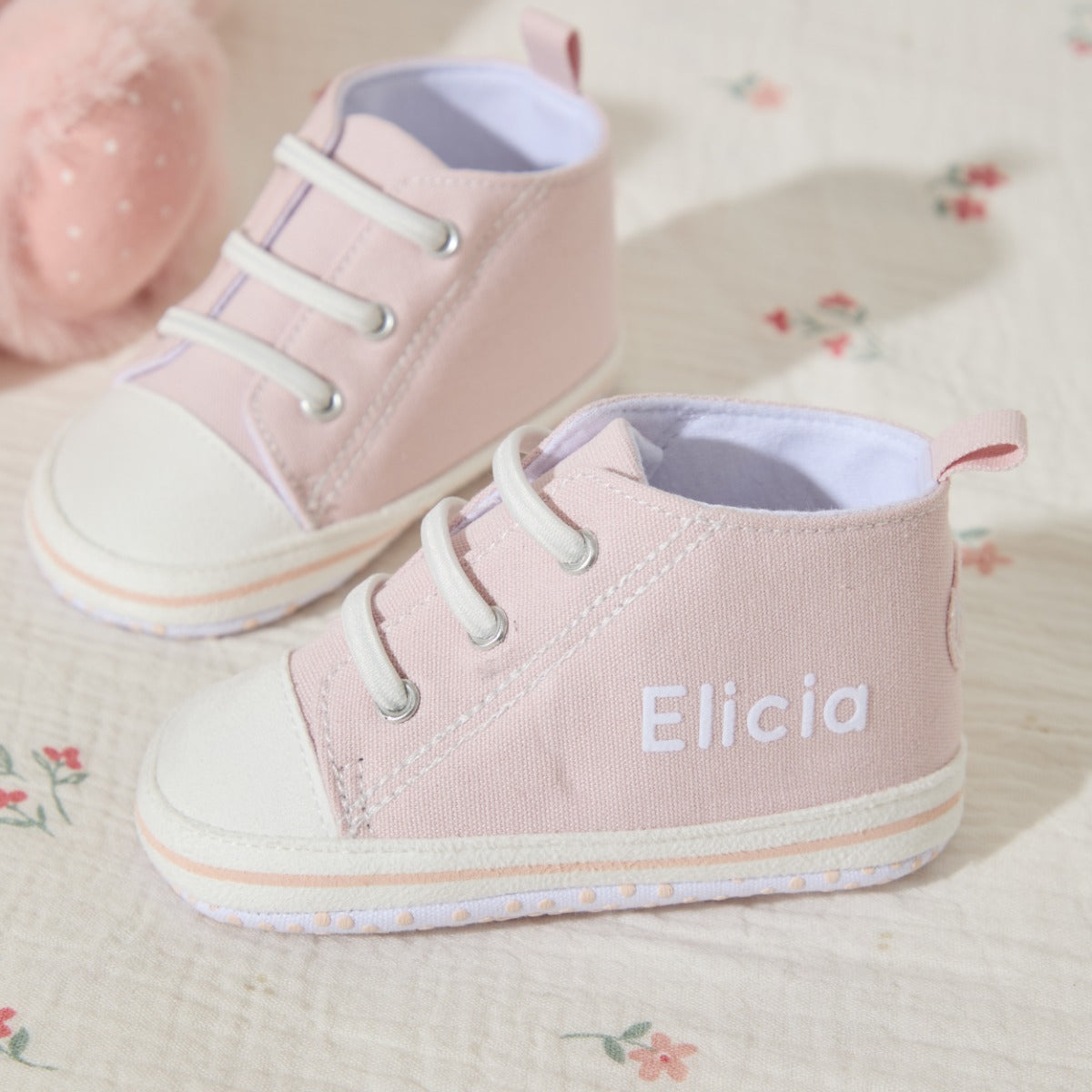 Personalised Pink Baby High Top Trainers 
