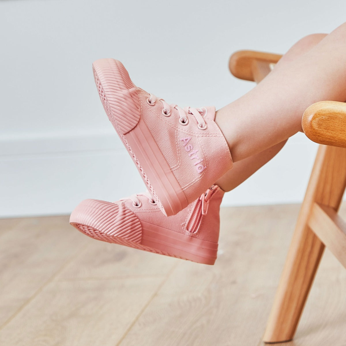 Personalised Pink Kids High Top Trainers