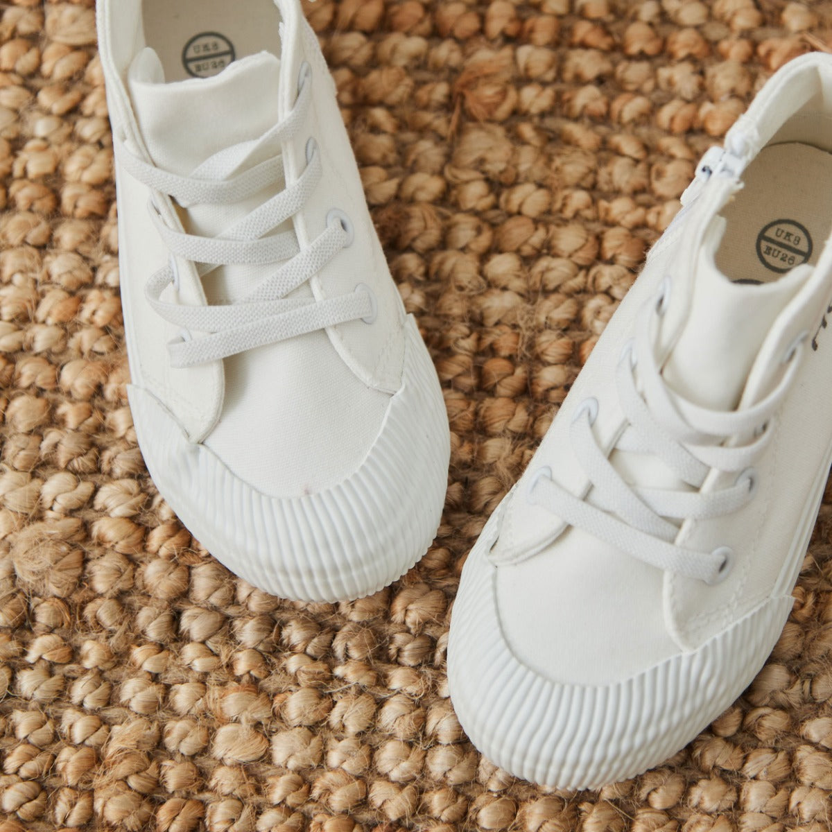 Personalised Ivory Kids High Top Trainers 