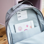 Personalised Large Grey Quilted Pink Name Varsity Backpack