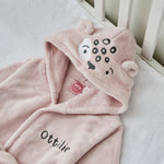 Personalised Pink Leopard Face Fleece Robe 