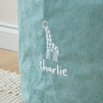 Personalised Giraffe Large Sage Storage Bag