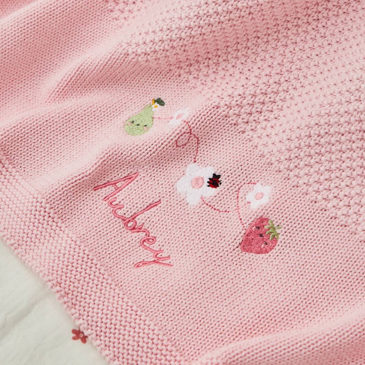 Personalised Fruit Floral Pink Knitted Shawl 