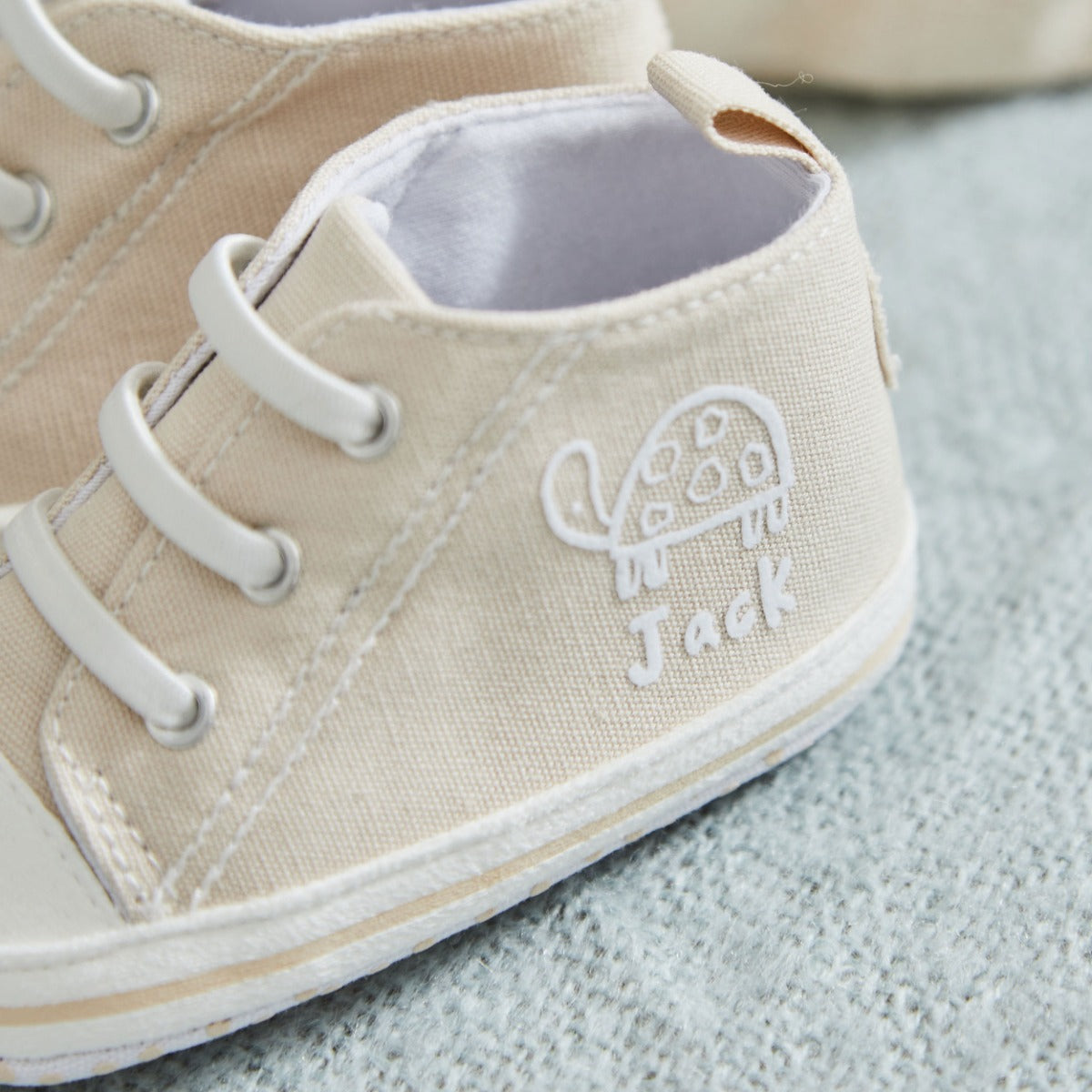 Personalised Tortoise White Baby High Top Trainers 