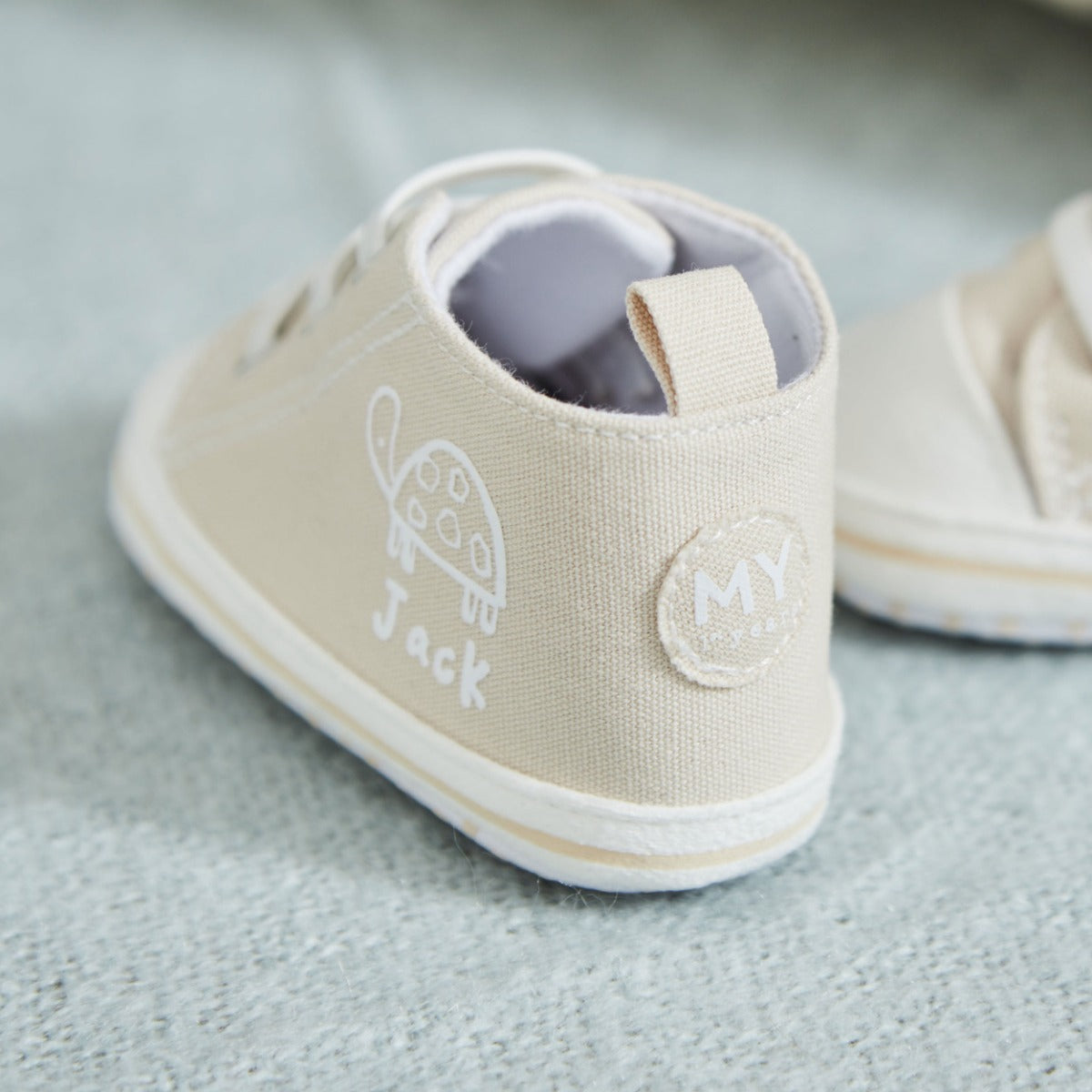 Personalised Tortoise White Baby High Top Trainers 