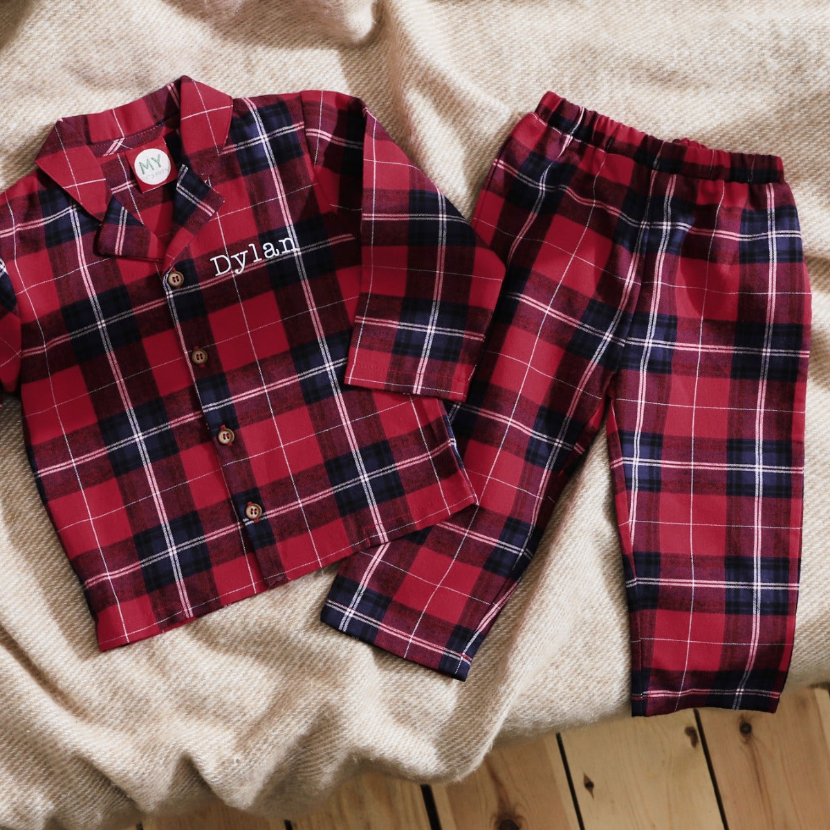 Personalised Traditional Red Checkered Pyjamas