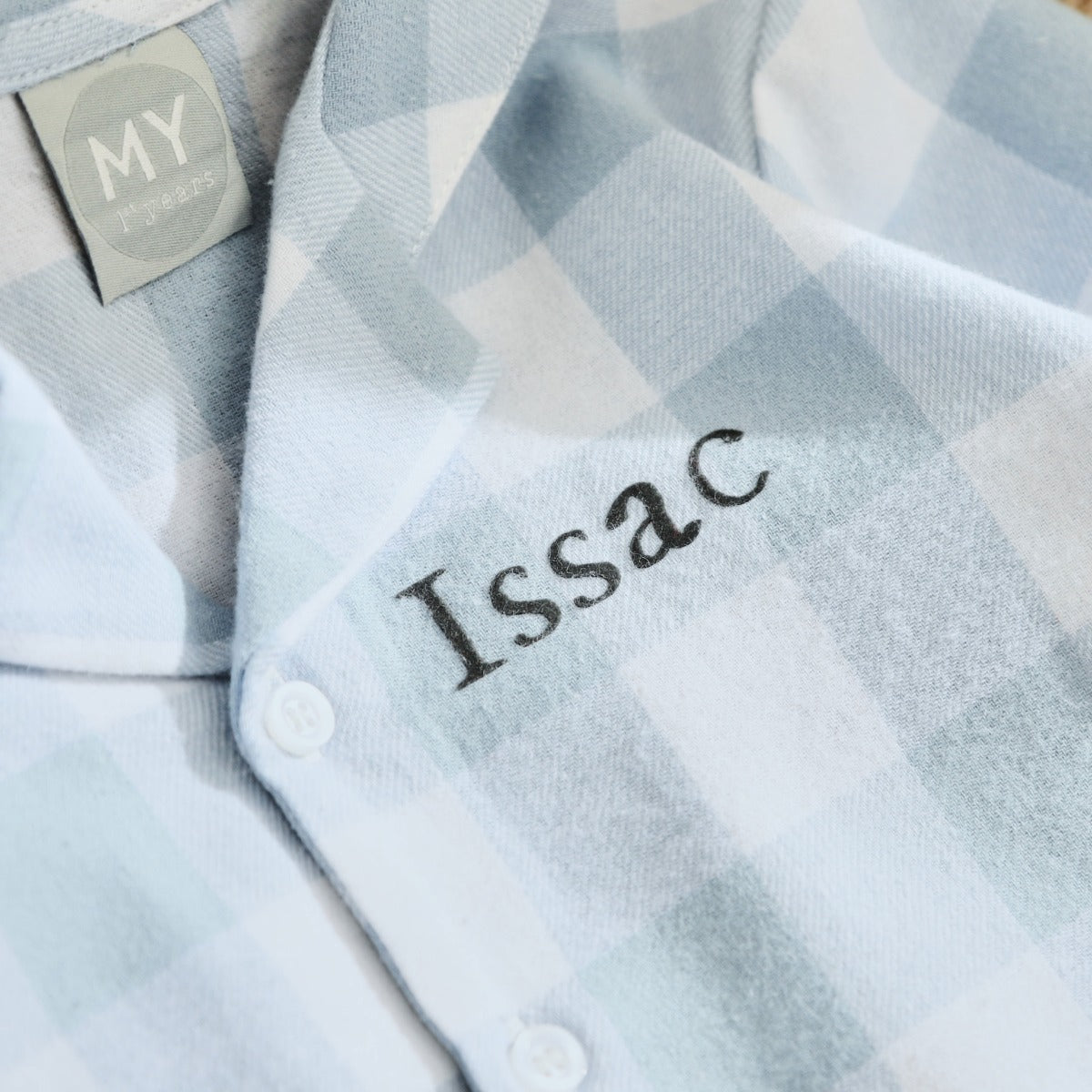 Personalised Traditional Blue Checkered Pyjama Set
