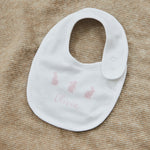 Personalised Pink Bunny White Baby Bib