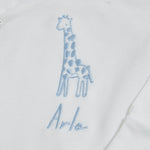 Personalised Blue Giraffe Wrap Sleepsuit & Hat Baby Set