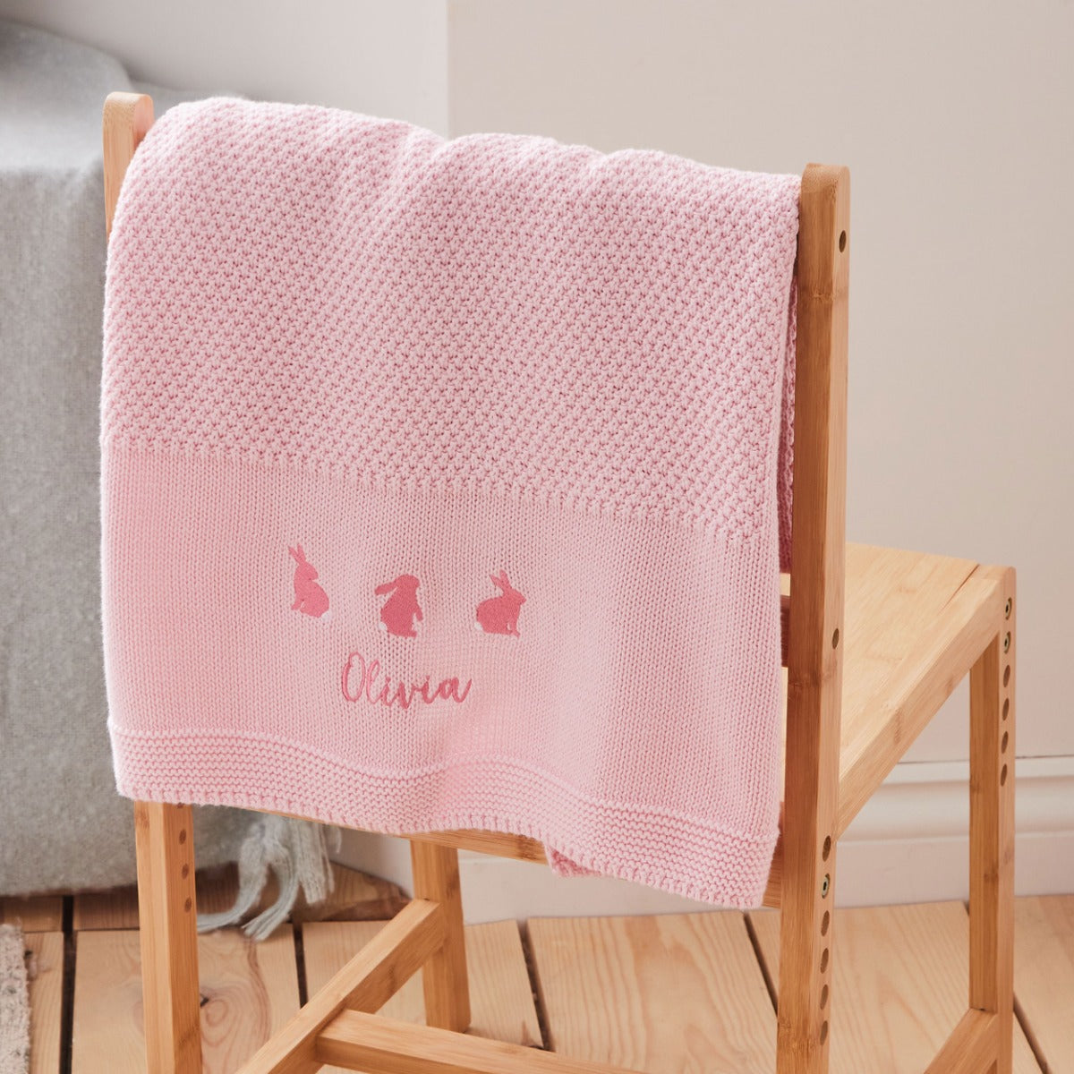 Personalised Pink Bunny Baby Shawl 
