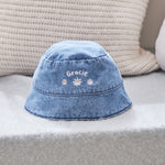 Personalised Three Daisy Denim Bucket Hat