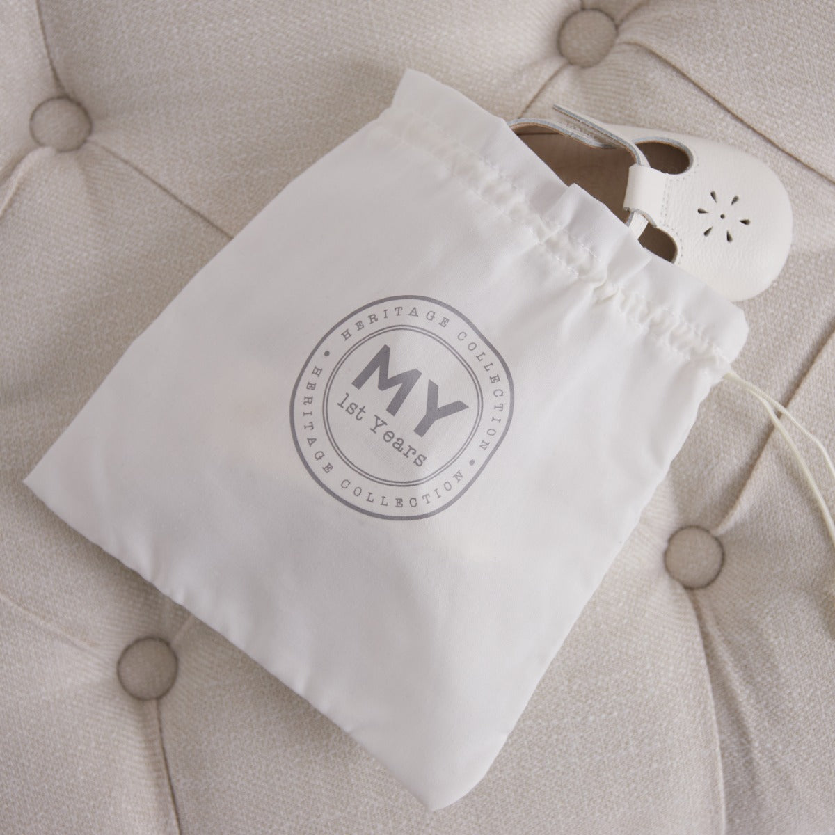 Personalised Ivory Leather Pram Shoes