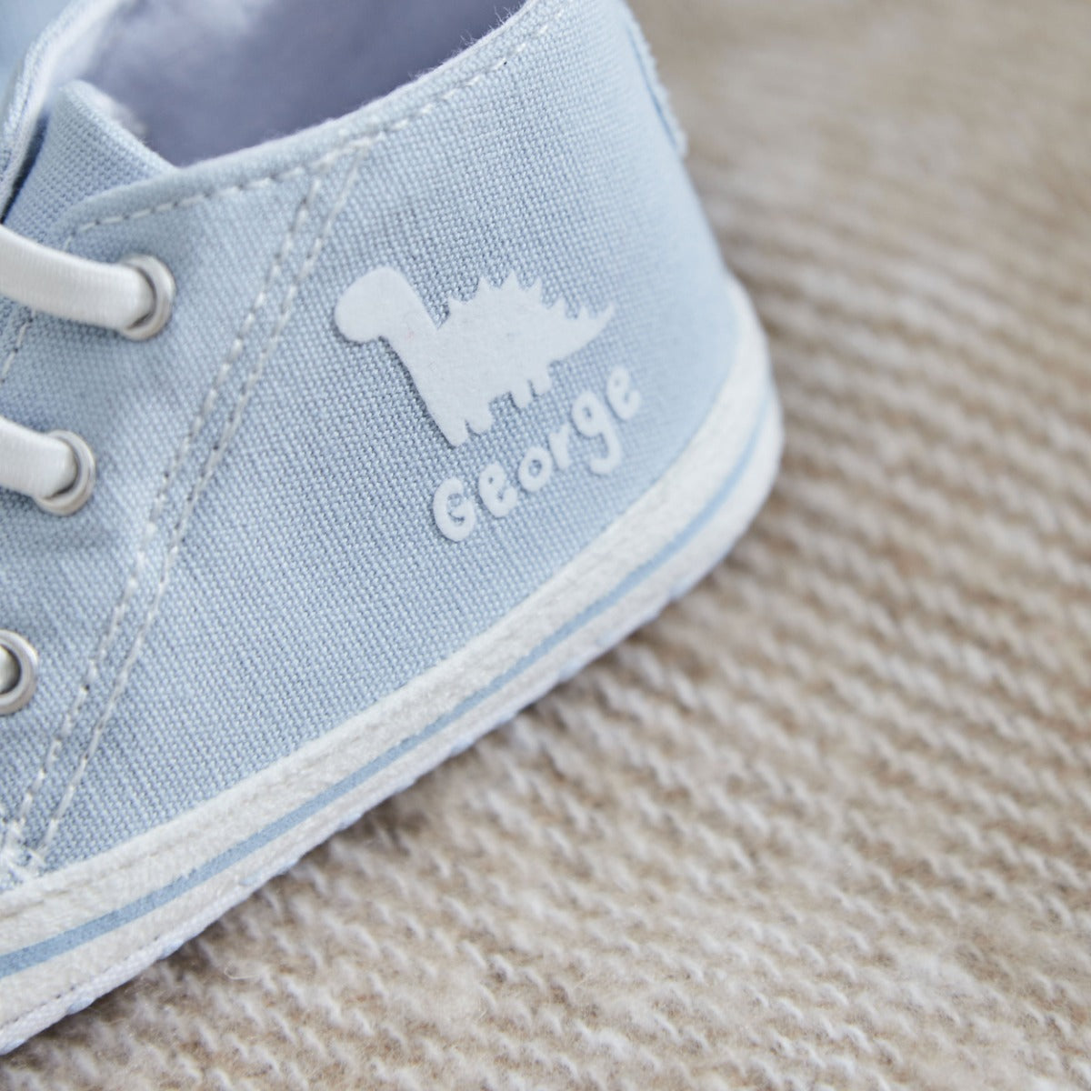 Personalised Dino Blue Baby High Top Trainers 