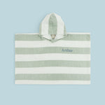 Personalised Green Striped Towelling Poncho