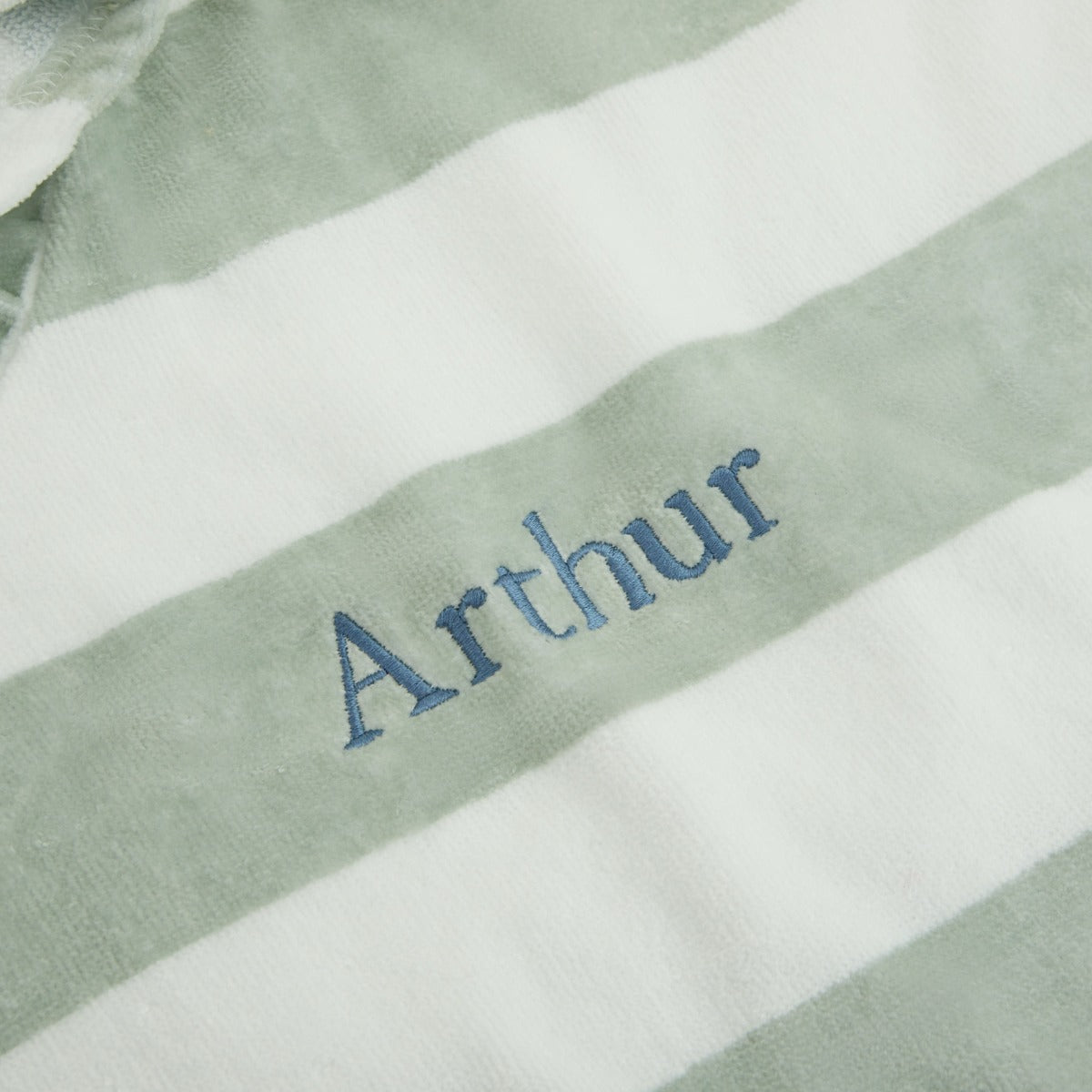 Personalised Green Striped Towelling Poncho