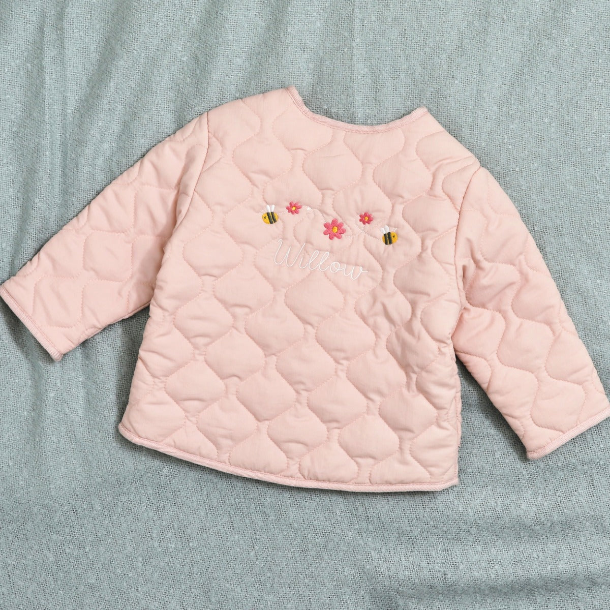 Personalised Bumblebee Pink Quilted Jacket 