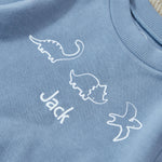 Personalised Dinosaur Blue Sweatshirt