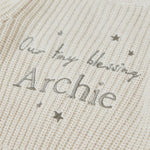 Personalised Our Tiny Blessing Christening Oatmeal Cardigan