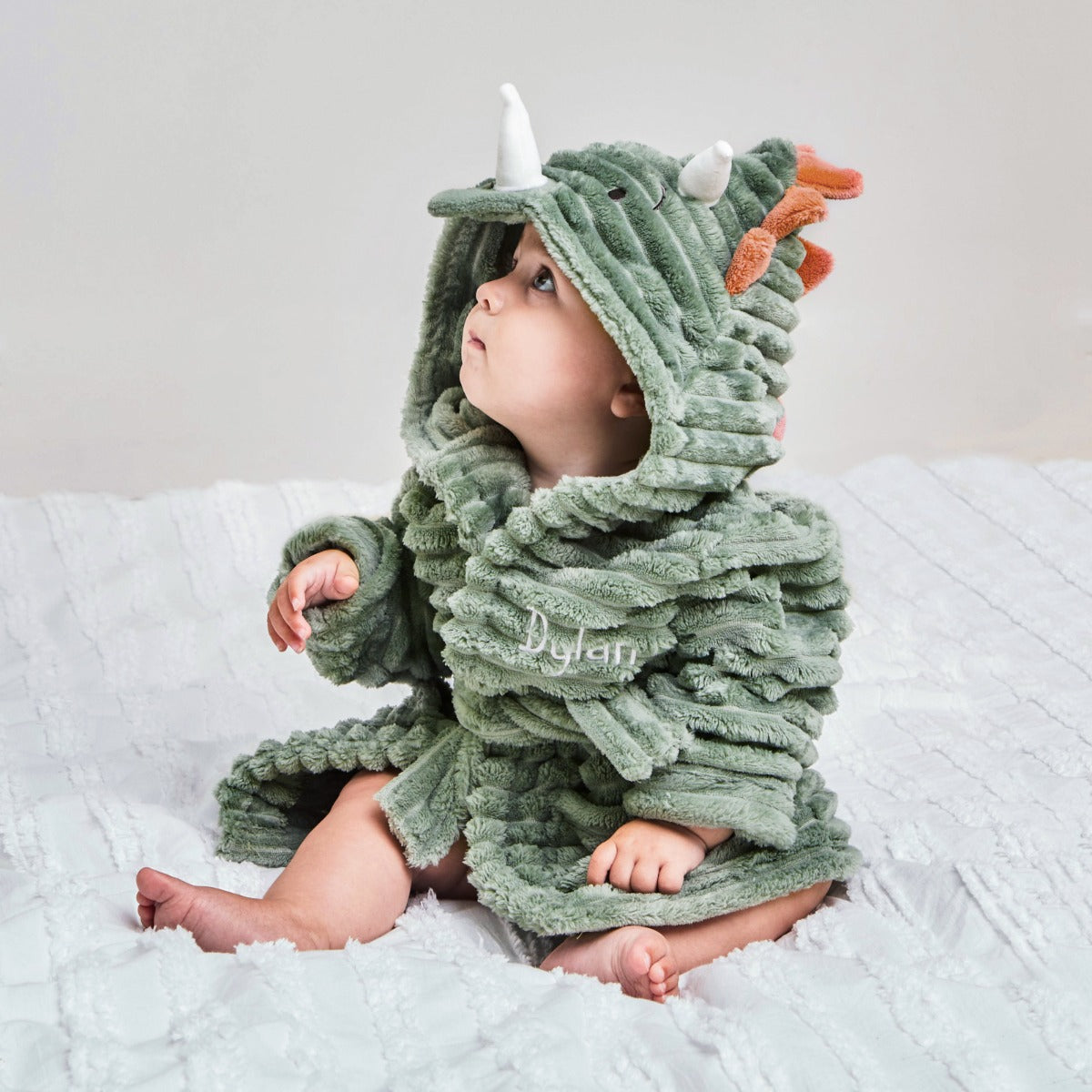 Personalised Dinosaur Ribbed Dressing Gown