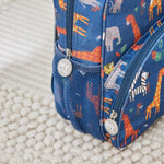 Personalised Navy Safari Print Medium Backpack
