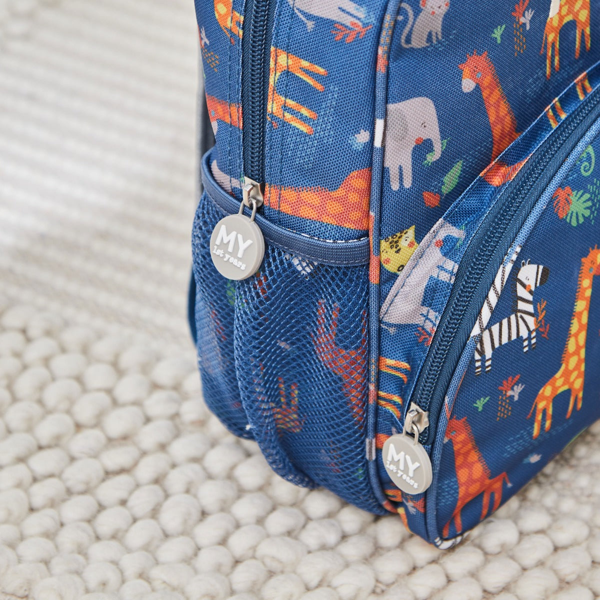Personalised Navy Safari Print Medium Backpack