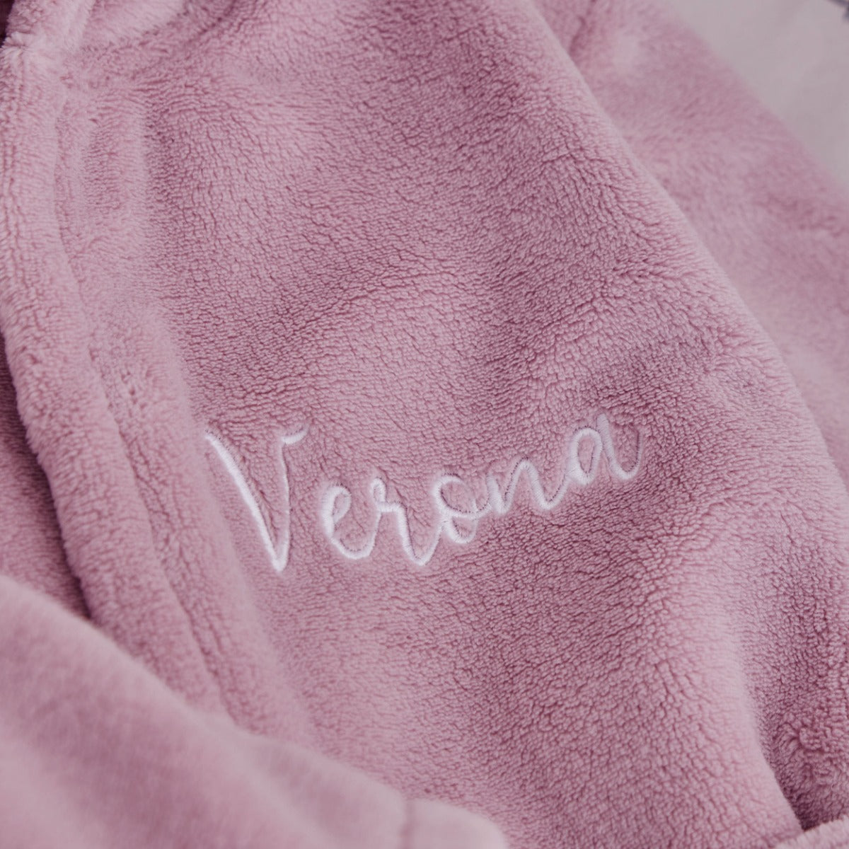 Personalised Dusky Mauve Fleece Robe
