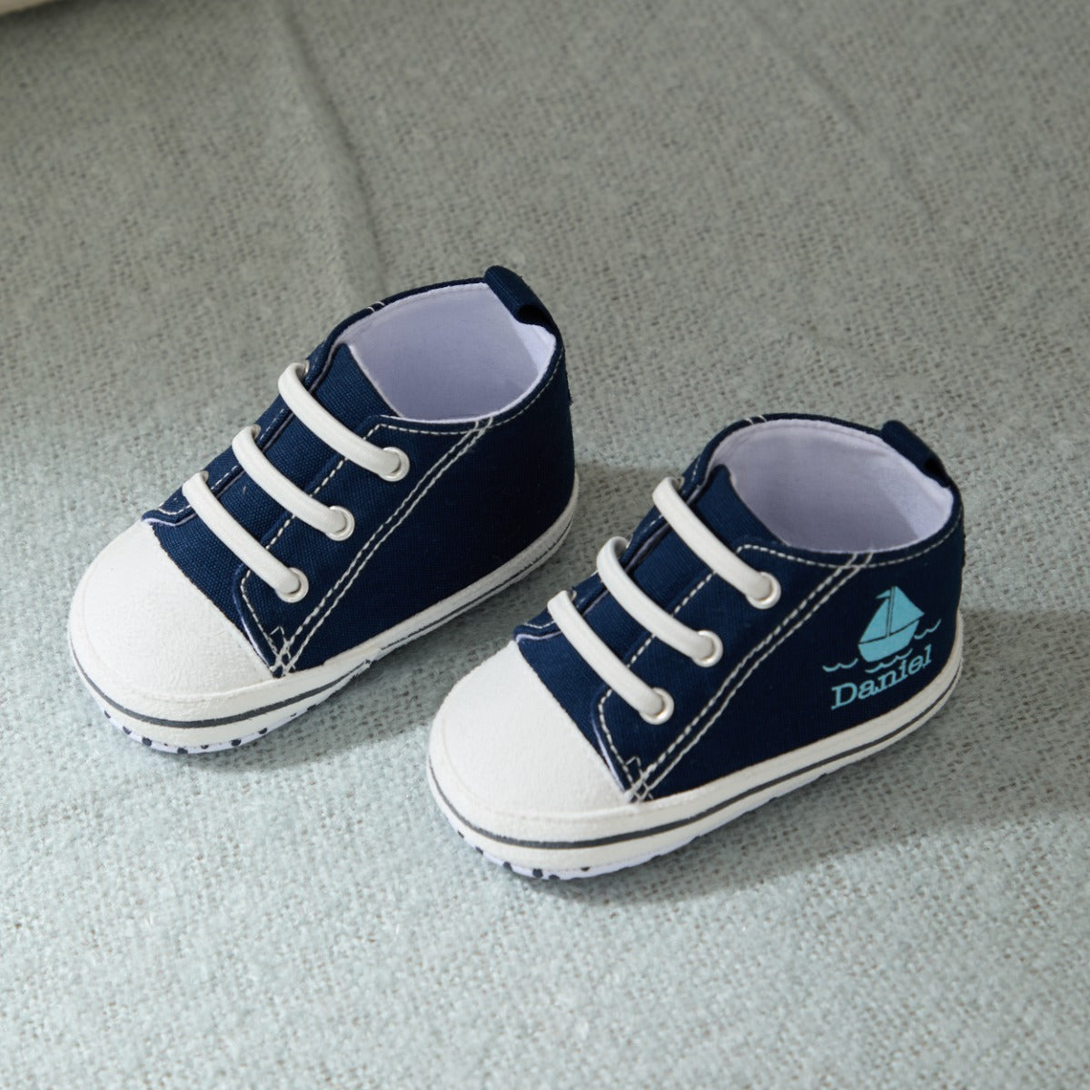 Personalised Navy Boat Design High Top Shoes