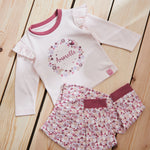 Personalised Pink Floral Frill Pyjama Set