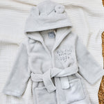Personalised Born in 2024 Grey Fleece Robe with Ears