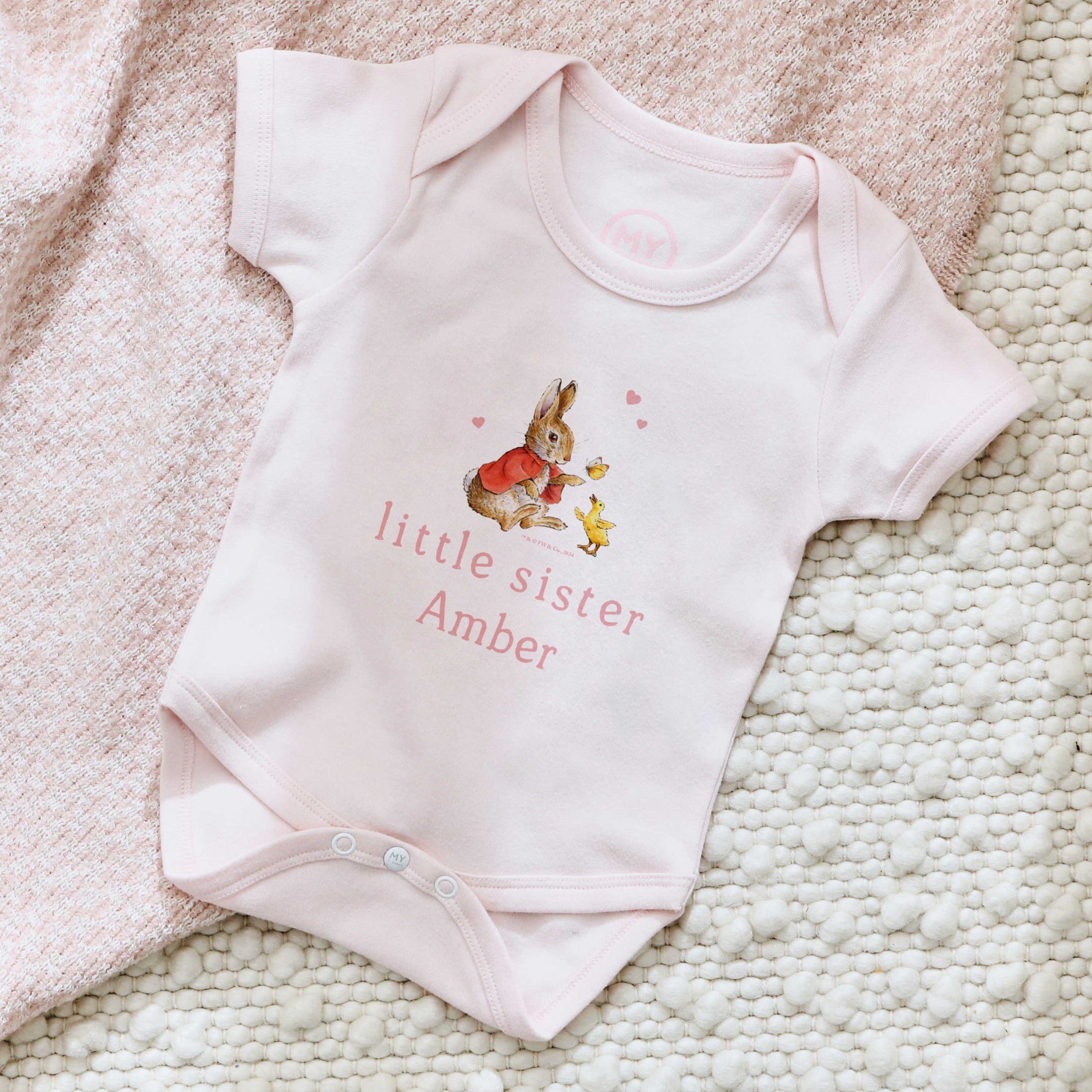 Personalised Pink Flopsy™ Bunny Little Sister Bodysuit