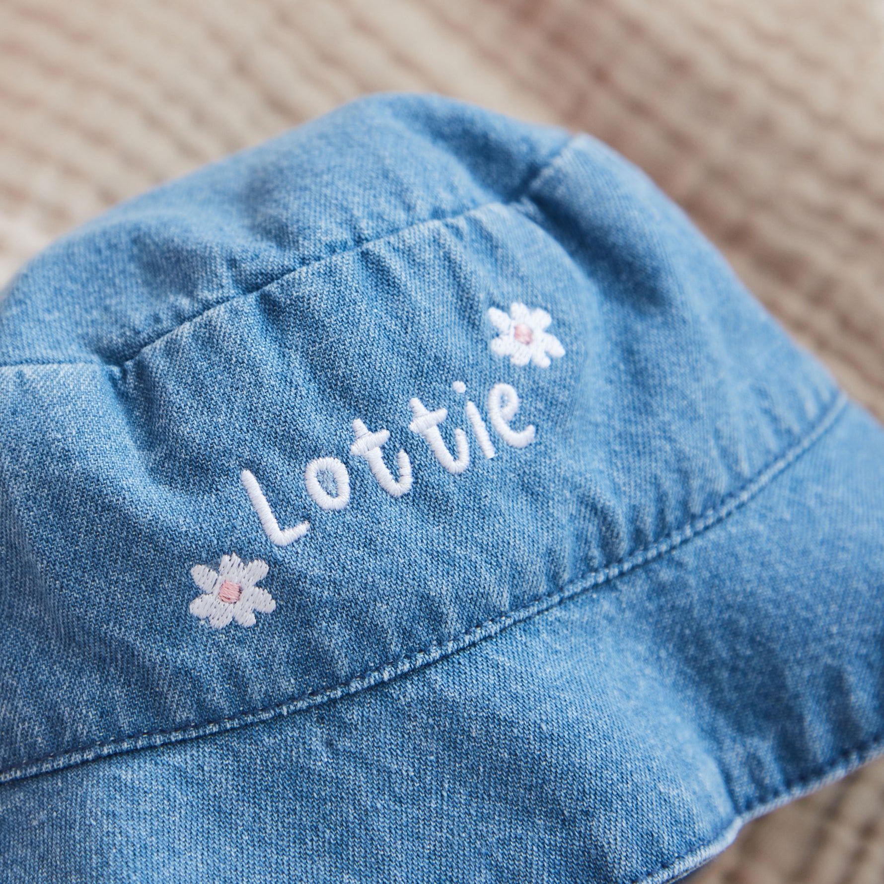 Personalised Daisy Denim Bucket Hat