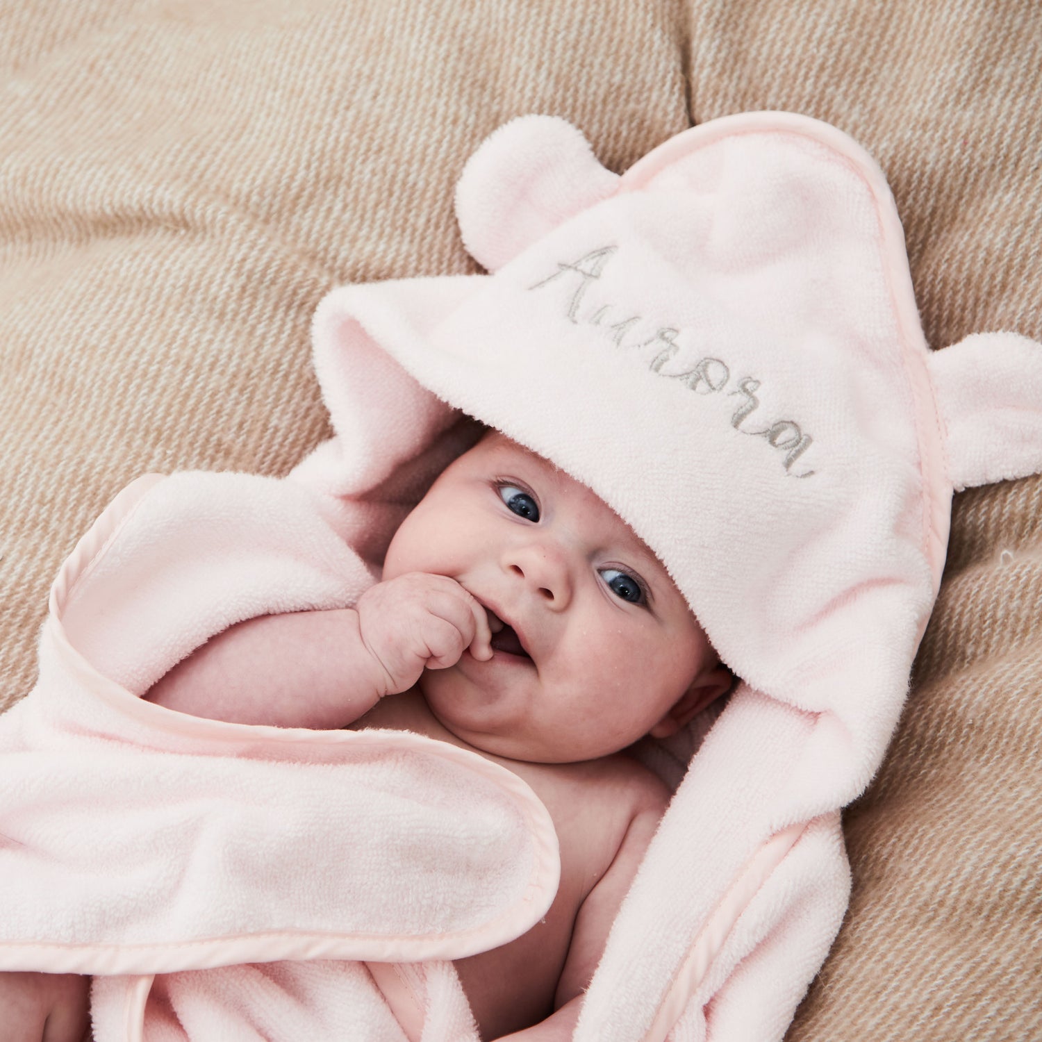 Personalised Light Pink Small Hooded Towel