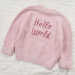 Personalised Hello World Pink Cardigan 