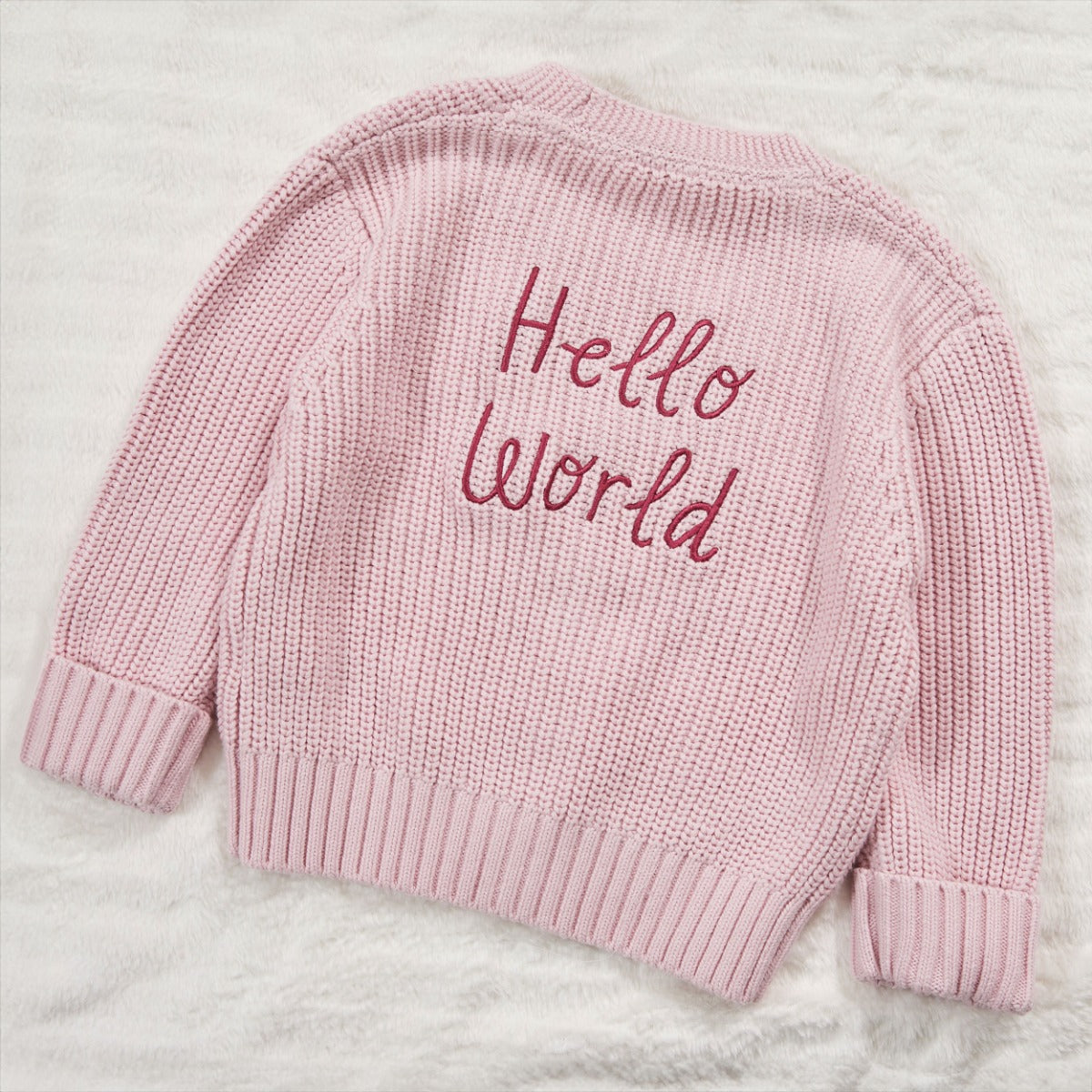 Personalised Hello World Pink Cardigan 