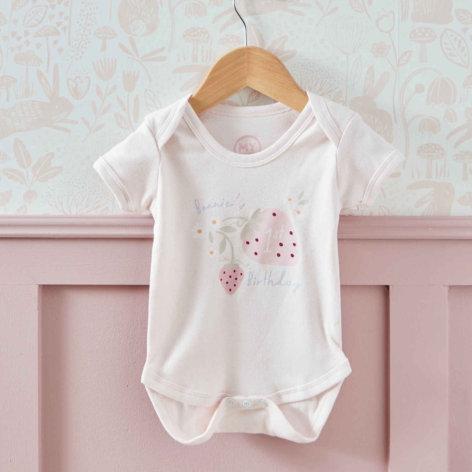 Personalised Strawberry Pink Birthday Bodysuit