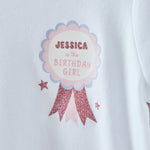 My Kids Personalised Birthday Girl Pink Ribbon White T-Shirt