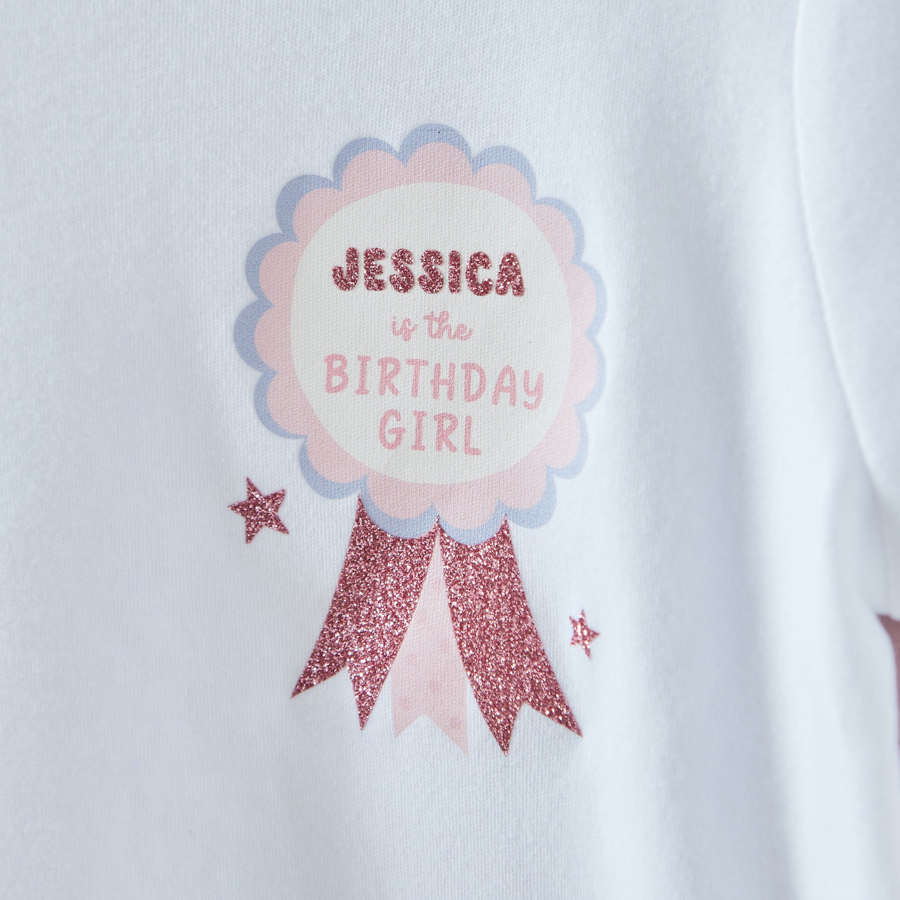 My Kids Personalised Birthday Girl Pink Ribbon White T-Shirt