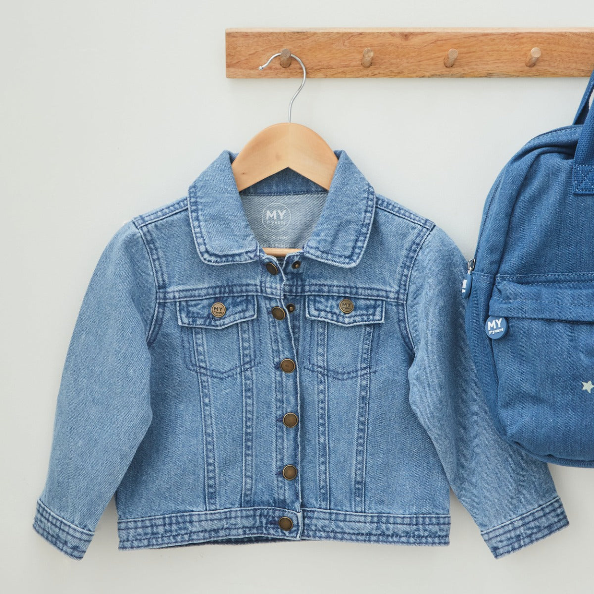 My Kids Personalised Rainbow Denim Jacket