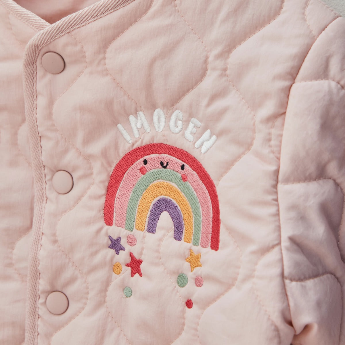 My Kids Personalised Rainbow Pink Quilted Jacket