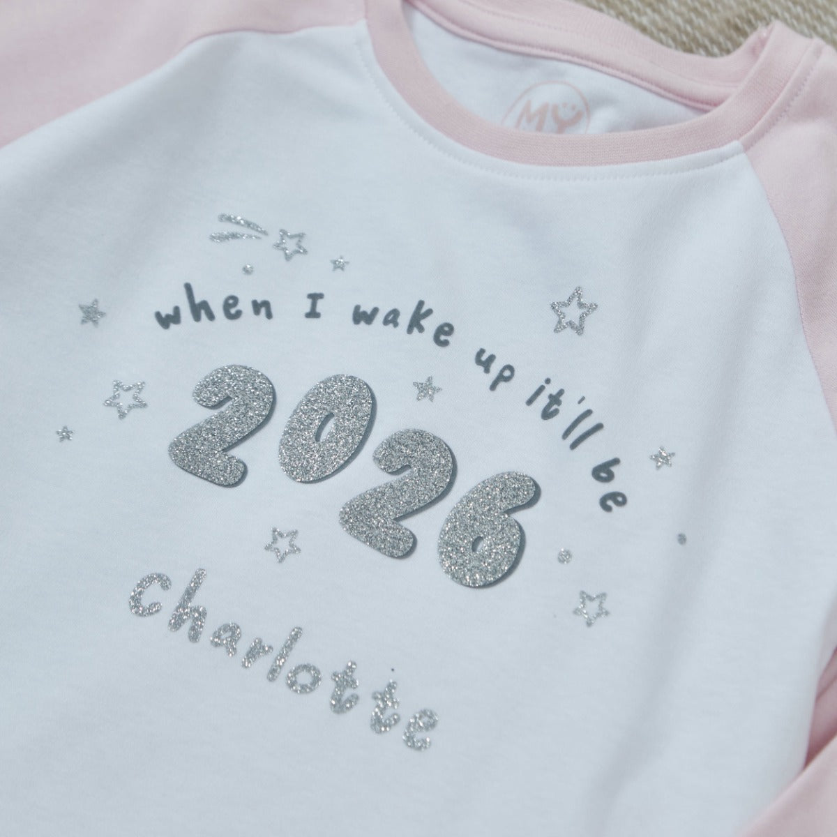 Personalised 2026 New Year Pink Jersey Pyjamas 