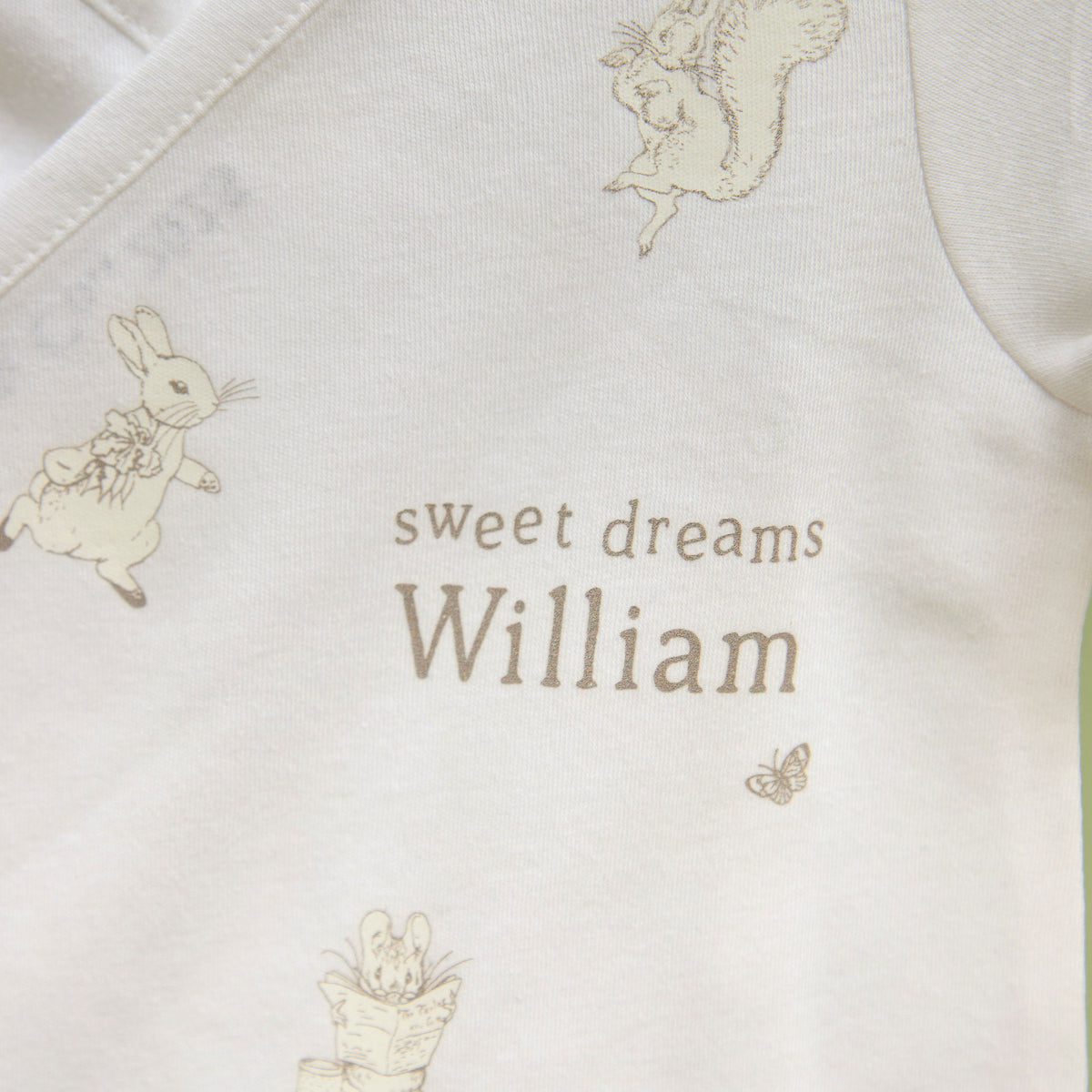 Personalised Peter Rabbit™ Wrap Sleepsuit & Hat Set 