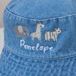 Personalised Safari Animal Denim Bucket Hat