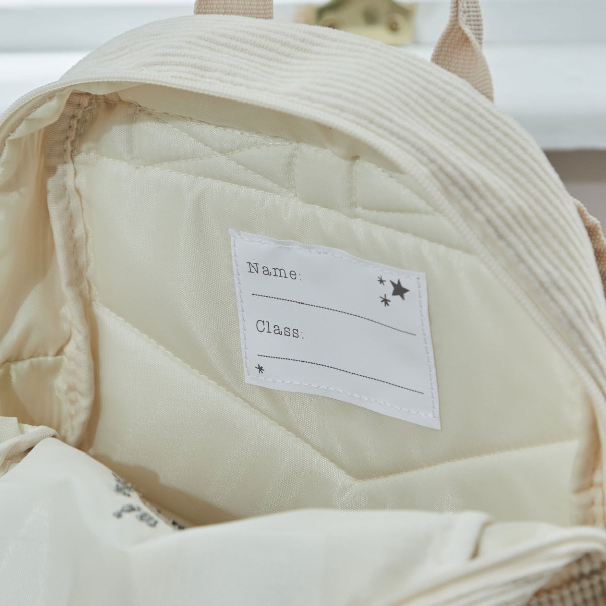 Personalised Breakfast Club Ecru Cord Backpack 