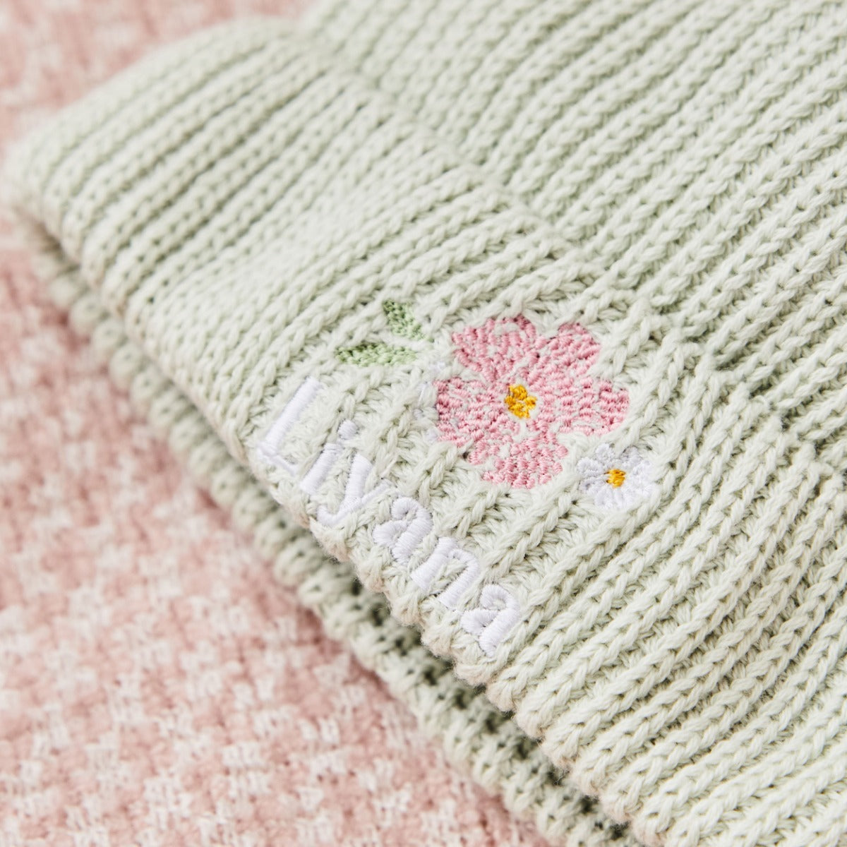 Personalised Floral Design Sage Beanie
