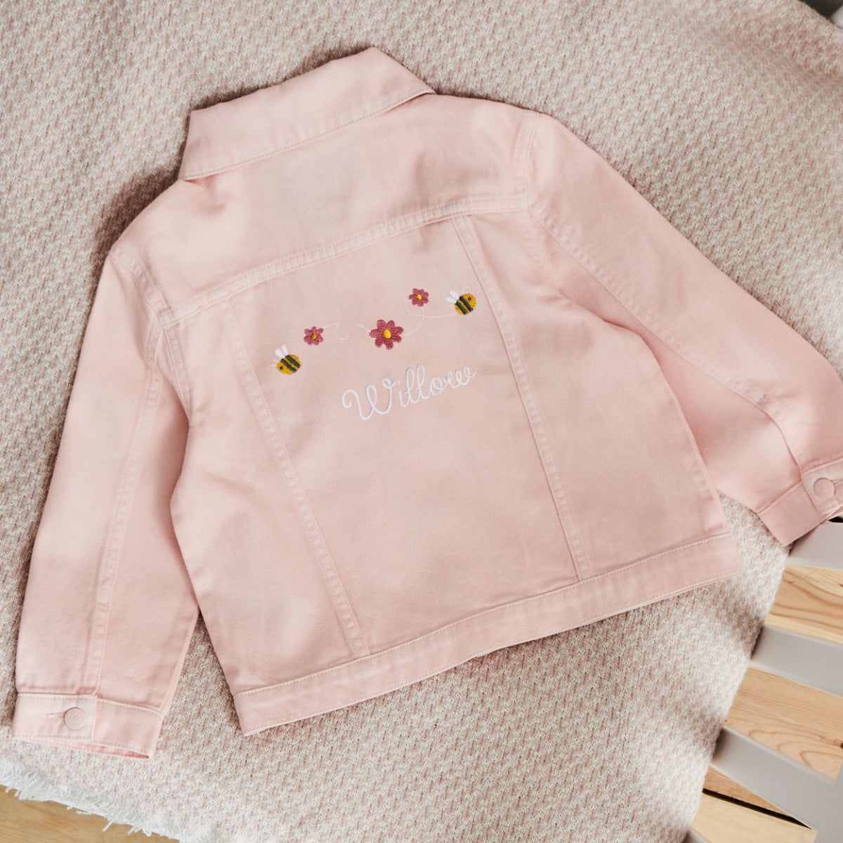 Personalised Bumblebee Pink Denim Jacket